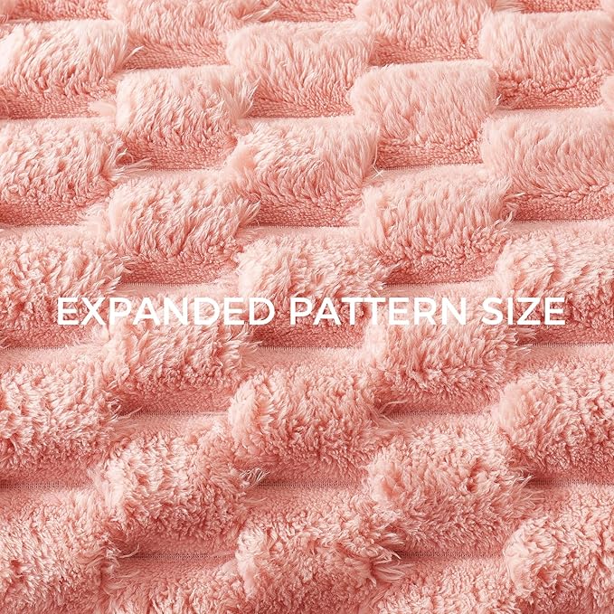 Whale Flotilla Throw Blanket for Couch with Jacquard Pattern, Fuzzy Soft Cozy Exquisite Blankets for All Season, Warm and Fluffy, 50x60 Inch, Pink