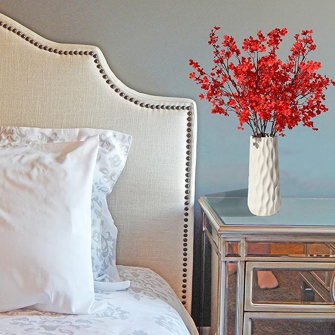 Mandy's Red Artificial Baby’s Breath Flowers 6 Bundles Silk Gypsophila, 18.5 Inch European Style Modern Home Decor Centerpiece, Neutral Wedding Flower Arrangements