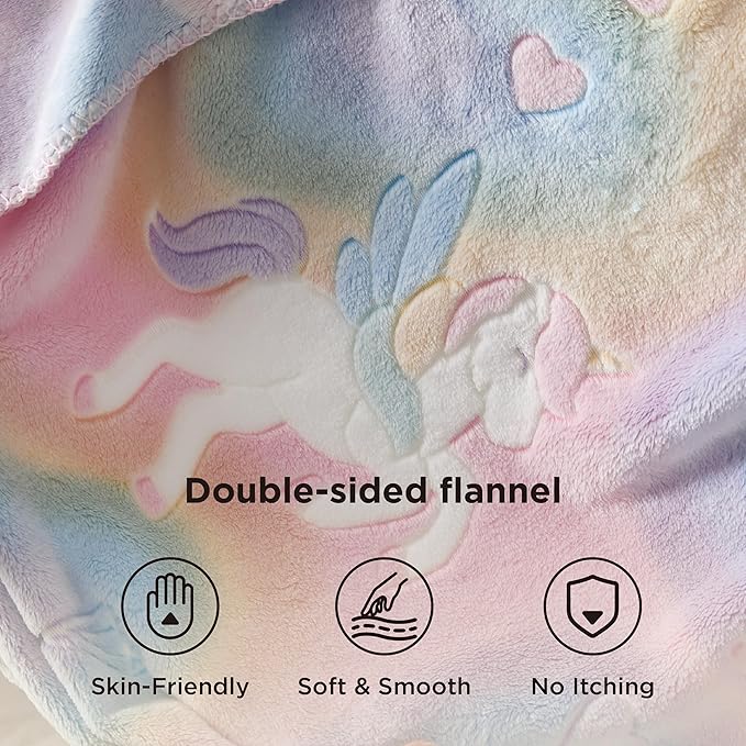 Bedsure Unicorn Glow in The Dark Blanket - Pink Blanket for Girls Kids Age 3-12 as Unicorn Birthday Gift, GentleSoft Cozy Cute Throw for Couch Sofa Bed Home Decor, 50x60