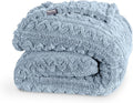 Bare Home Faux Shearling Blanket - King Size - Blanket for Bed, Sofa, Couch, Camping, Travel, and Gifts - Warm & Lightweight - Fluffy & Soft (King, Cable Dusty Blue)
