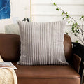 UGASA Velvet Pillow Covers Striped, Decorative Throw Cushion Case with Hidden Zipper for Home Couch/Bedroom/Car, Soft Cozy Solid Square, 1 Pack (18"x18", Light Grey)