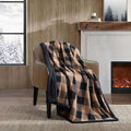 Eddie Bauer - Throw Blanket, Brushed Fleece & Plush Sherpa Soft Blanket, Throw Blanket for Couch & Bed (Cabin Plaid Beige, 50" x 60")