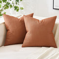 MIULEE Pack of 2 Decorative Linen Burlap Pillow Covers Farmhouse Boho Accent Pillowcases for Sofa Car Couch Bedroom Living Room Decor 18x18 Inch Rust