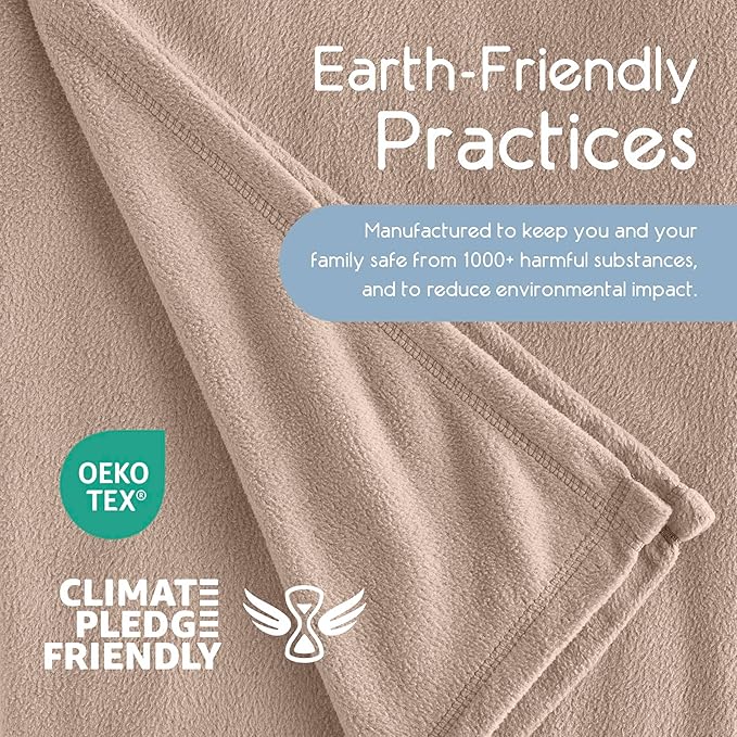 King Size Microfleece Blanket | Fleece Bed Blanket | All-Season Comfort | Supersoft Lightweight | Plush Throw Blanket for Bed Couch or Sofa | Pet-Friendly | Nutmeg