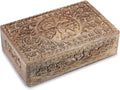 Ajuny Wooden Jewelry Box Tree of Life Carvings Travel Trinket Holder Storage Case Handmade Treasure Box Keepsake 8x5 Inch Multipurpose Organizer Unique Gifts for Men & Women