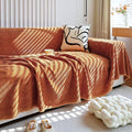 HANDONTIME Brunt Orange Couch Covers for 3 Cushion Couch Sofa Washable Corduroy Jacquard Sofa Slipcovers Caramel Couch Cover for Kids Soft Chenille Sofa Covers Couch Cover Blanket Thick, 91" X134"