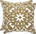 Alysheer Embroidered Summer Decorative Throw Pillow Covers 18"x18" Set of 2, Classic Boho Mandala Green Pattern Cotton Canvas Chic Cushion Cases for Sofa Couch Bed Living Room Decor (Taupe Khaki)