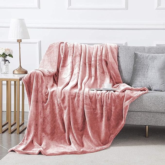 MOONLIGHT20015 Fleece Blanket 2 Pack Twin Size 60 x 80 Inches - Super Soft Fluffy Throw Blanket for Sofa and Bed - Warm and Cozy Lightweight 400 GSM Microfiber Bed Throws Blankets (Twin,Pink)