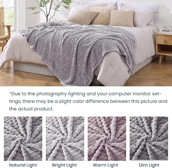 Monbix Cloud Grey Fleece Throw Blanket for Couch- Room Decor Soft Cozy Blankets for Women, Lightweight Fuzzy Fleece Flannel Bed Blanket Suitable for All Seasons(60"×80",Cloud Grey)