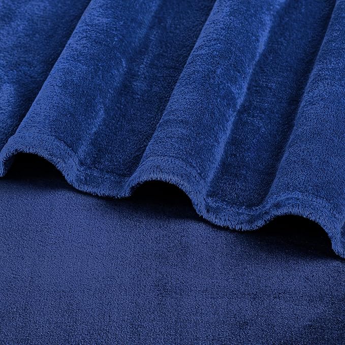 PAVILIA Blue Fleece Bed Blanket King Size, Super Soft Fuzzy Flannel Throw for Couch Sofa, Luxury Plush Microfiber Large Throw Blanket King Bed, Home Cozy Velvet Gift Blanket, 90x108