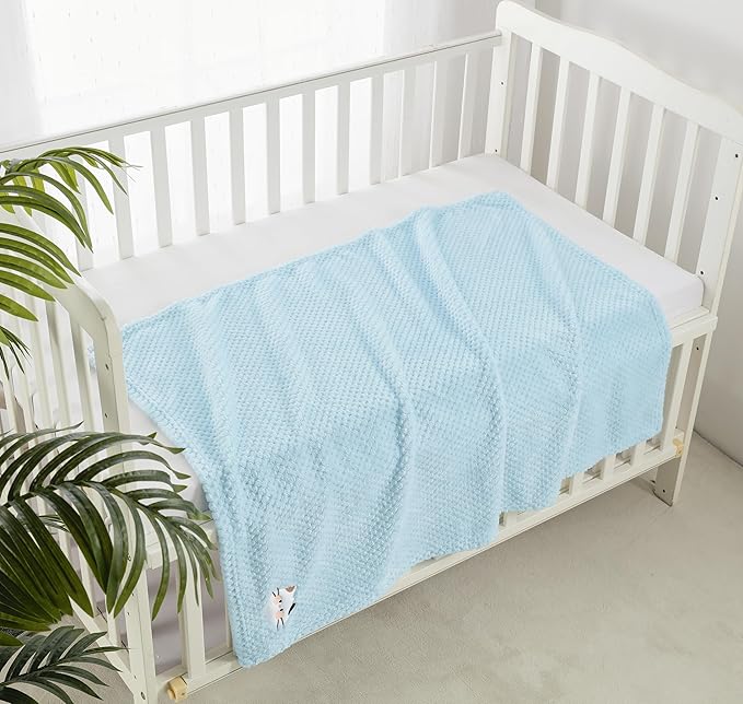 CREVENT 30''X40'' Cute Cozy Fluffy Warm Baby Blanket for Girls Infants Toddlers' Bedding Crib Cot Stroller, Baby Shower Birthday Newborn's Gift Blue- Cat