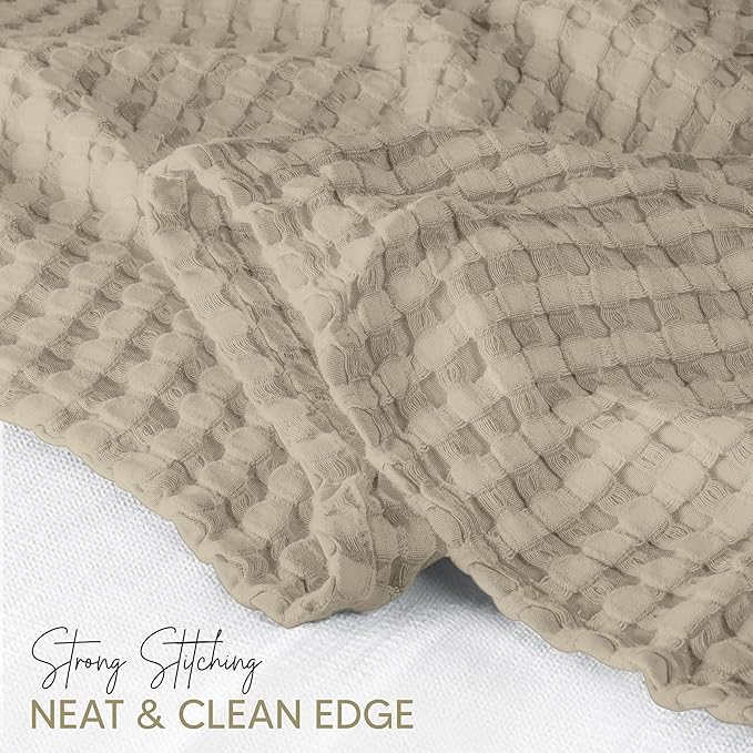 Utopia Bedding Khaki 100% Cotton Waffle Blanket 300 GSM [King - 90x108 Inch] Soft Lightweight Breathable Bed Blanket for All Season