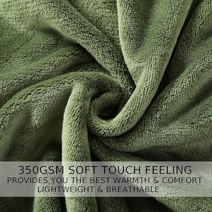 HOZY Soft Blanket King Size Fleece Warm Fuzzy Throw Blankets for The Bed Sofa Lightweight 350GSM Green 90"*108"
