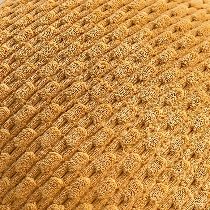 Set of 4 Mustard Yellow Decorative Throw Pillow Covers 24x24 Inch Corduroy Pillow Covers for Bed Couch Sofa Living Room Soft Square Cushion Cases