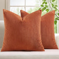 Mecatny Corduroy Decorative Fall Throw Pillow Covers 26x26 Set of 2 for Sofa Living Room, Soft Burnt Orange Neutral Boho Couch Pillow Covers for Home Decor, Rust