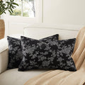 100% Cotton French Pastoral Throw Pillow Covers Set of 2, 12x20 Inch Background/Black Farmhouse Decorative Cushion Covers for Sofa Bed Living Room Home Decor