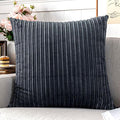 UGASA Corduroy Striped Soft Soild Decorative Square Throw Pillow Covers Set Cushion Cases Pillowcases for Sofa Bedroom, 1 Pc, 20x20inch, Dark Grey