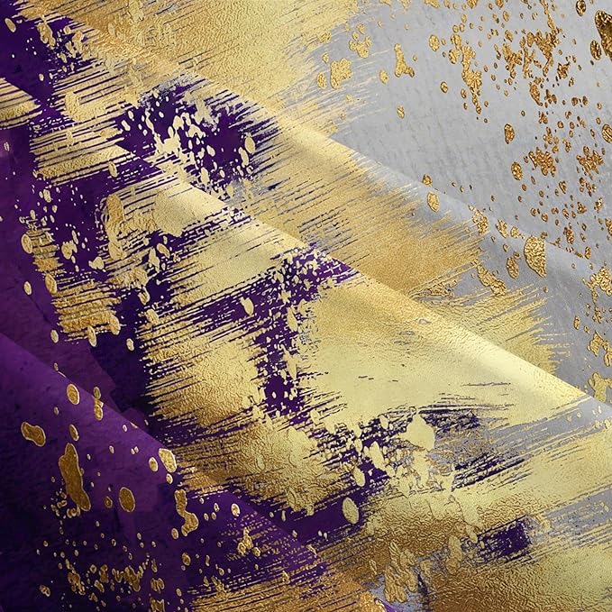 Purple and Gold Abstract Art Throw Pillow Covers, 18x18 Inch, Gold Purple Decorative Pillows for Couch Living Room Bedroom Sofa Decor, Luxury Modern Art Pillowcase Cushion Covers