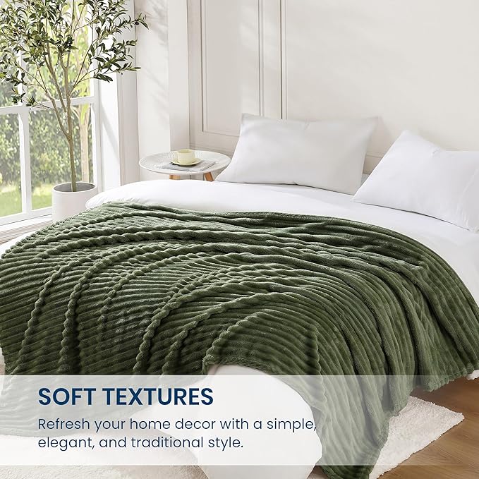 Monbix Olive Green Fleece Throw Blanket for Couch- Room Decor Soft Cozy Blankets for Women, Lightweight Fuzzy Fleece Flannel Bed Blanket Suitable for All Seasons(60"×80",Olive Green)