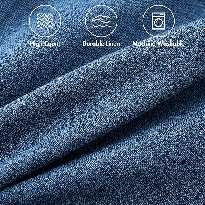 MIULEE Pack of 2 Decorative Linen Burlap Coastal Pillow Covers Farmhouse Accent Pillowcases for Sofa Car Couch Bedroom Living Room Decor 20x20 Inch Blue