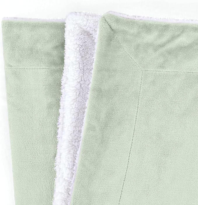 Mocassi Premium Ultra-Soft Velvet Touch Flannel Fleece Sherpa Throw - Warm Cozy Reversible Plush Micromink Throw Blanket for Couch, Bed and Sofa - Fluffy, Christmas Winter Bedding Gift, Mint Green