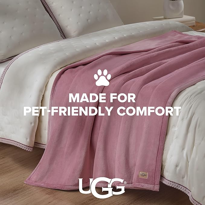 UGG Coco Plush Fleece Throw Blanket – Soft & Cozy Blanket for Couch, Bed & Sofa, Perfect for Home Decor, House Warming Gifts or Luxurious Birthday Gifts for Women, 50" x 70", Pink Dusty Orchid