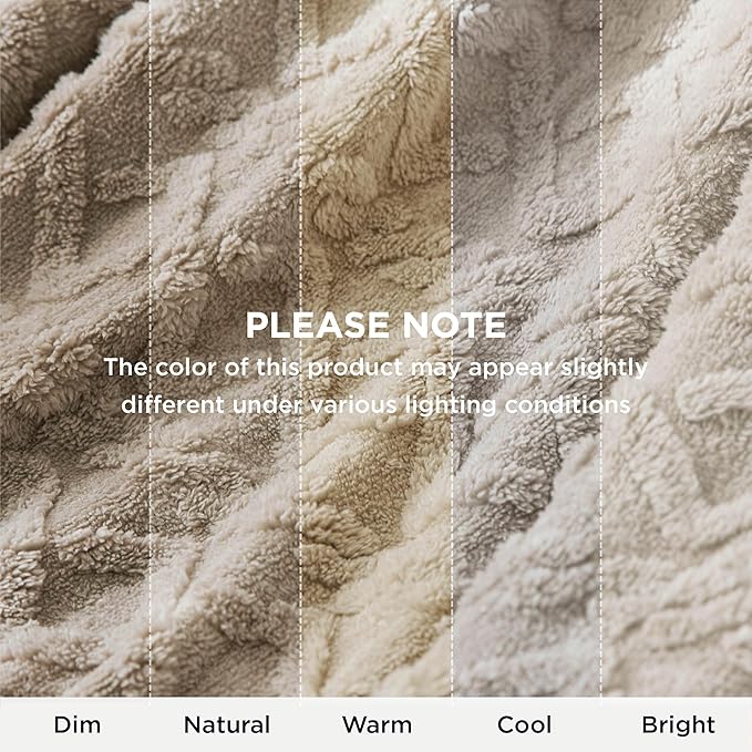 Bedsure Gentlesoft Sherpa Fleece Blanket Twin Size for Bed - Fluffy & Cozy Cable Jacquard Tufted for Women Gift, Thick and Warm Christmas Blanket for Winter, Beige, 60x80 Inches
