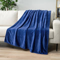 PAVILIA Blue Fleece Throw Blanket for Couch, Navy Super Soft Fuzzy Flannel Throw for Sofa, Luxury Plush Microfiber Blanket for Bed, Cozy Home Decorative Velvet Gift Blanket, 50x60