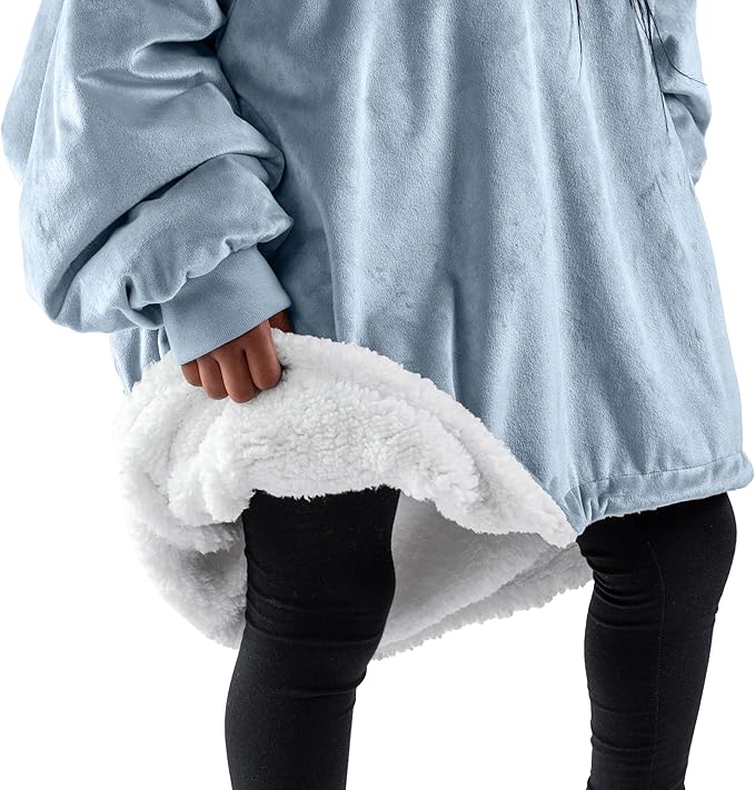 Bare Home Wearable Blanket Hoodie - Soft Plush Sherpa - Warm and Cozy - Oversized Wearable Blanket - Adult & Kid Sizes