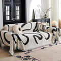 MYSKY HOME Boho Couch Cover Super Soft Couch Covers for 2-3 Cushion Couch Sofa, Modern Black Jacquard Sofa Slipcover Loveseat Futon Cover, Couch Covers for Sectional Sofa, 71" x 118", Black Curve