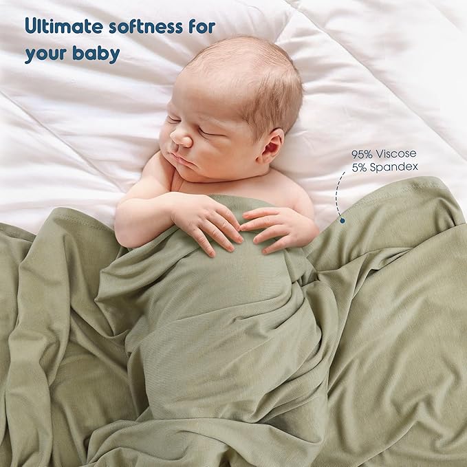 GRSSDER 2 Pack Newborn Swaddle Blanket, Ultra Soft Stretchy Jersey Knit Extra Large Size 33 x 44 Receiving Blankets for Easy Swaddling Baby Snug and Cozy