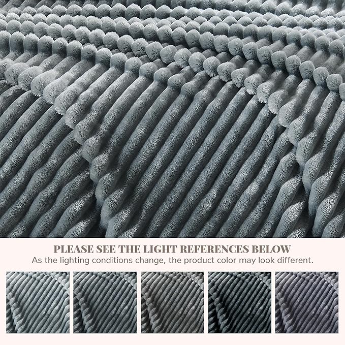 Gray Fleece Queen Size Blanket for Bed, 320GSM Super Soft Cozy Blanket for Home Decor, Perfect Cozy Gifts for Women Men Gifts, Lightweight All Season Bed Blanket, 90x90 Inches
