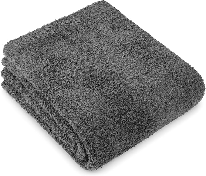 PAVILIA Super Soft Throw Blanket for Couch, Fluffy Cozy Lightweight Grey Blanket, Large Fuzzy Warm Knit Blanket for Bed Sofa, Dark Gray, 60x80