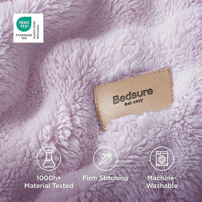 Bedsure 3D Fleece Bubble Blanket for Couch - GentleSoft Purple Twin Blanket for Sofa Bed Room Decor - Luxury Soft Cozy Gifts for Women, Lightweight, All Seasons, Light Purple, 60"×80"