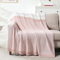 Throw Blanket, Pink White Soft Cozy Fluffy Striped Throw Blankets for Couch, Sofa, Bed, Chair, Warm Fuzzy Plush Lightweight Decorative Stripe Blanket, 50x60 inches