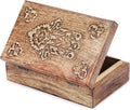 Ajuny Handcrafted Wooden Jewelry Box Hamsa Design Carving Solid Multipurpose Keepsake Storage Travel Organizer Treasure Chest Vintage Decorative Trinket Holder Gifts 8x5 Inch