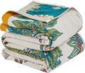 Green Boho Throw Blanket,100% Cotton Cozy Throw Blankets for Bed,60"x80" Twin Size Reversible Vintage Muslin Bedspread Rustic Boho Fall Quilt Blankets for Adults, Best Gifts for Women,mom