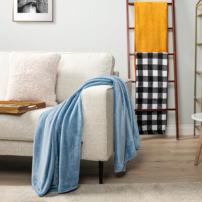 PAVILIA Mustard Yellow Fleece Bed Blanket King Size, Gold Super Soft Fuzzy Flannel Throw for Couch Sofa, Luxury Plush Microfiber Large Throw Blanket King Bed, Home Cozy Velvet Gift Blanket, 90x108