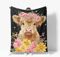 Highland Cow Throw Blanket Soft Warm Cozy Flower Cows Floral Blankets Fuzzy Plush Fleece Highland Cow Blanket Gifts for Couch Bed Sofa Home Decor 40''X50''