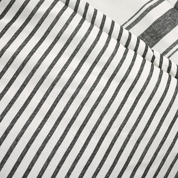 Lush Decor Farmhouse Stripe Reversible Throw, Single, 50" W x 60" L, Black - Classic Modern Rustic Charm - Cozy Soft Single Pinstripe Print Blanket
