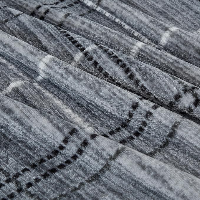 Soft Cozy 120x120 Inches Seamless Oversized King Fleece Blanket, Line Pattern Giant Huge, Extra Large 10'x10' California King Blanket for Sofa, Family, Travel, Line Dark Grey