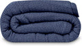 Linteum Textile Supply Leno Weave Navy Blue Blanket, Twin 100% Cotton, Lightweight, Warm, Fluffy, Premium and Durable Soft & Cozy Bed Blanket for Home, Couch, Sofa & Dorm, All Season Throw [66x90]
