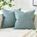 MIULEE Pack of 2 Decorative Linen Burlap Coastal Pillow Covers Farmhouse Boho Accent Pillowcases for Sofa Car Couch Bedroom Living Room Decor 16x16 Inch Teal
