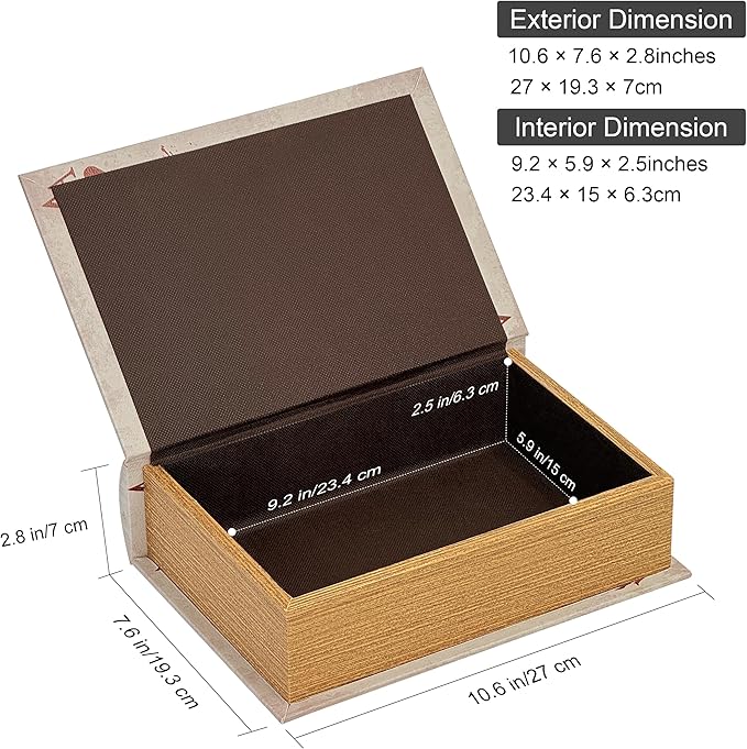 PACOLO Decorative Book Boxes, Faux Wood cover Storage for Hidden Jewelry, Money, and Cash (Ace of Hearts)