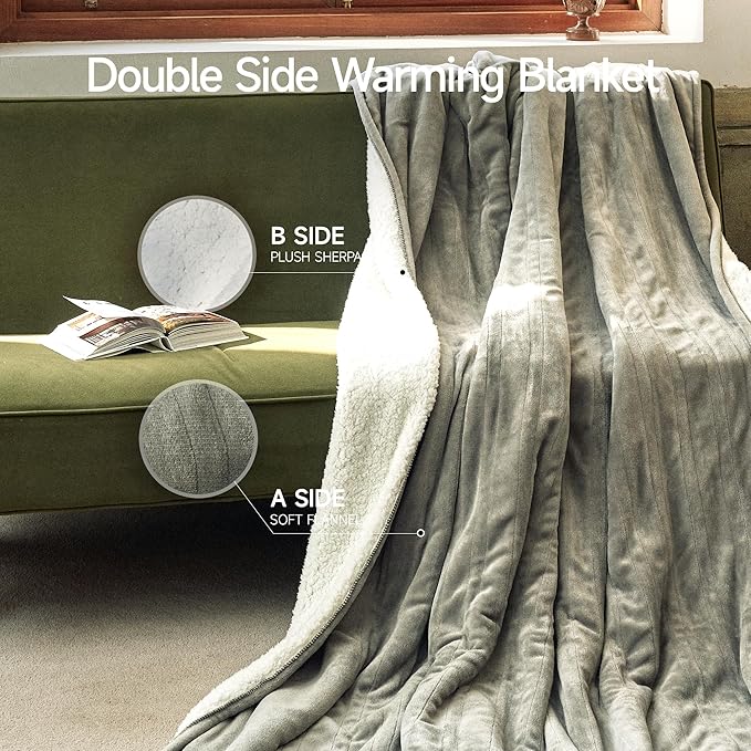 GOTCOZY Heated Blanket King Size - Electric Blanket with Dual Controller 6 Heating Level & 10 Hour Auto Off Heating Blanket, ETL Certified (100X90 Inch Grey)