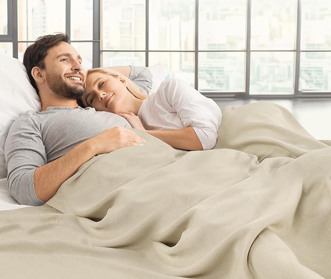 Utopia Bedding Knit Blanket Queen Size (90x90 Inches, Camel) Soft Lightweight Jersey Breathable Sweatshirt Blanket for Bed,Couch & Sofa