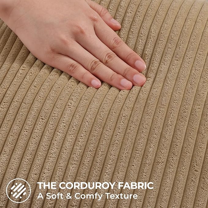 Mecatny Corduroy Decorative Throw Pillow Covers 12x20 Set of 2 for Sofa Living Room, Soft Neutral Boho Couch Pillow Covers for Home Decor, Khaki