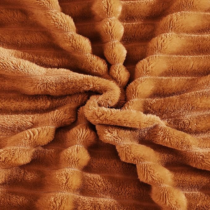 Monbix Yellow-Brown Fleece Throw Blanket for Couch- Room Decor Soft Cozy Blankets for Women, Lightweight Fuzzy Fleece Flannel Bed Blanket Suitable for All Seasons(60"×80",Yellow-Brown)