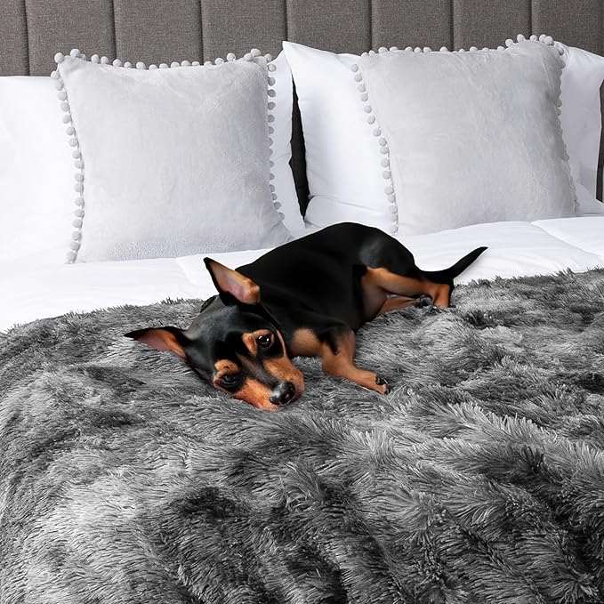 Pavilia Gray Fluffy Throw Blanket for Couch, Fuzzy Plush Warm Blanket, Super Soft Thick Faux Fur Sherpa, Tie-Dye, 50x60