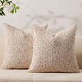 Allorry Decorative Couch Throw Pillow Covers 16x16 Set of 2 Beige Striped Soft Wool Pillow Covers Neutral Textured Boho Cushion Covers for Modern Farmhouse Sofa Bedroom Living Room Decor SY012-A16